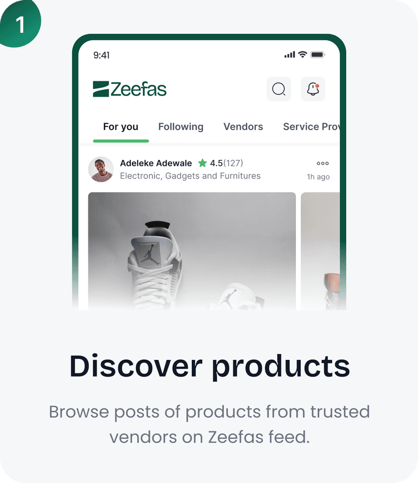 Discover products screen