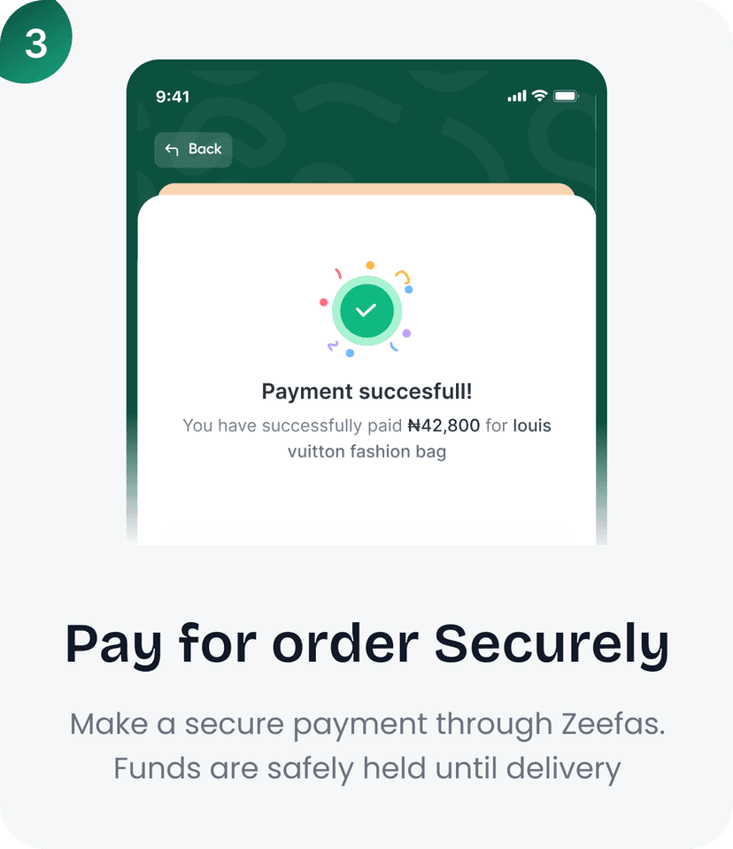 Pay for order securely screen